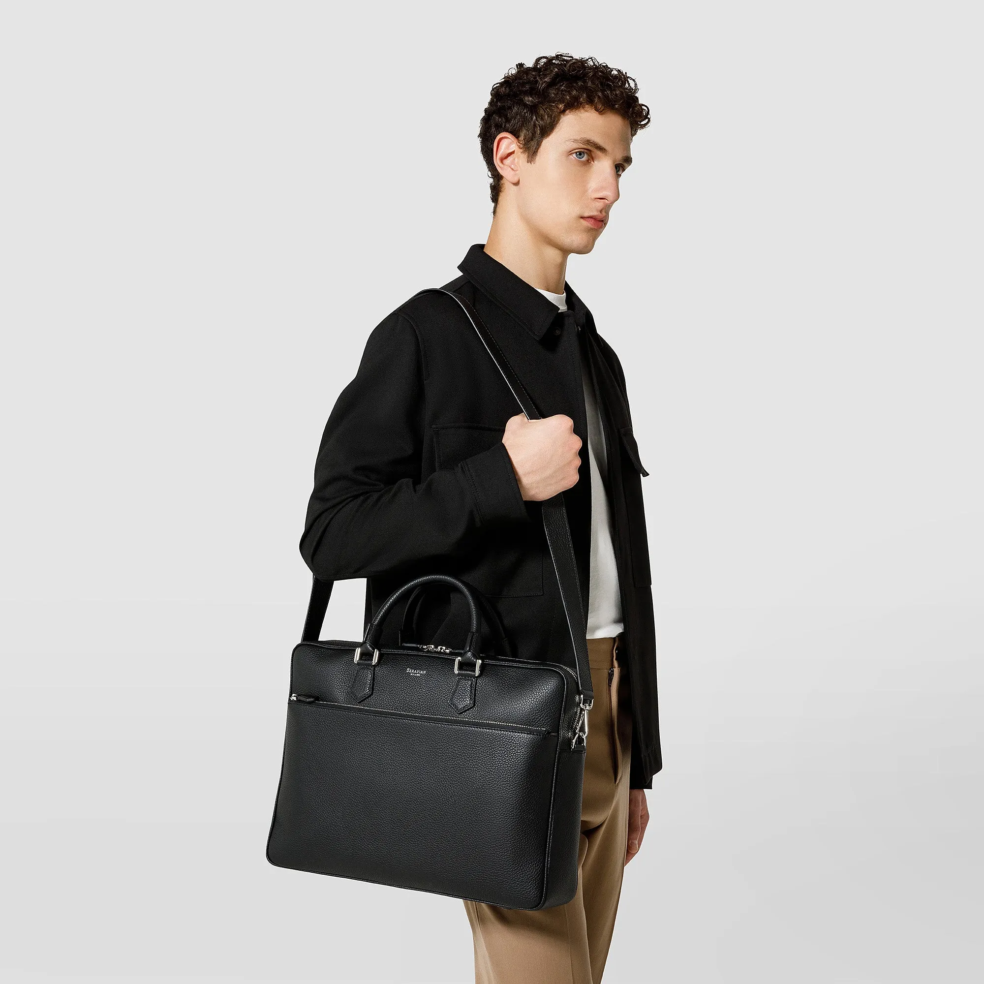 SLIM BRIEFCASE IN CACHEMIRE LEATHER