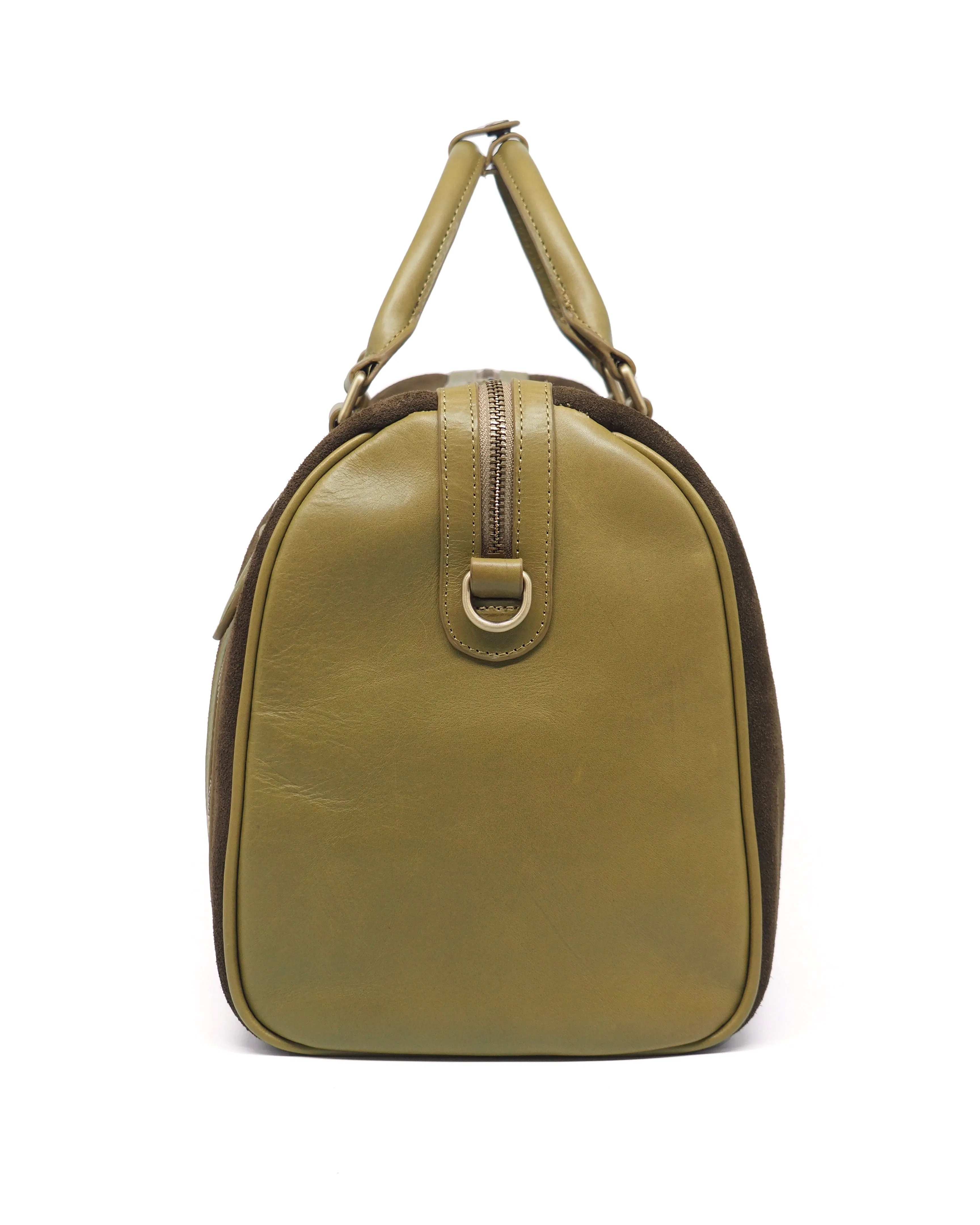 Suede Double-Zip Duffel (Moss Green)