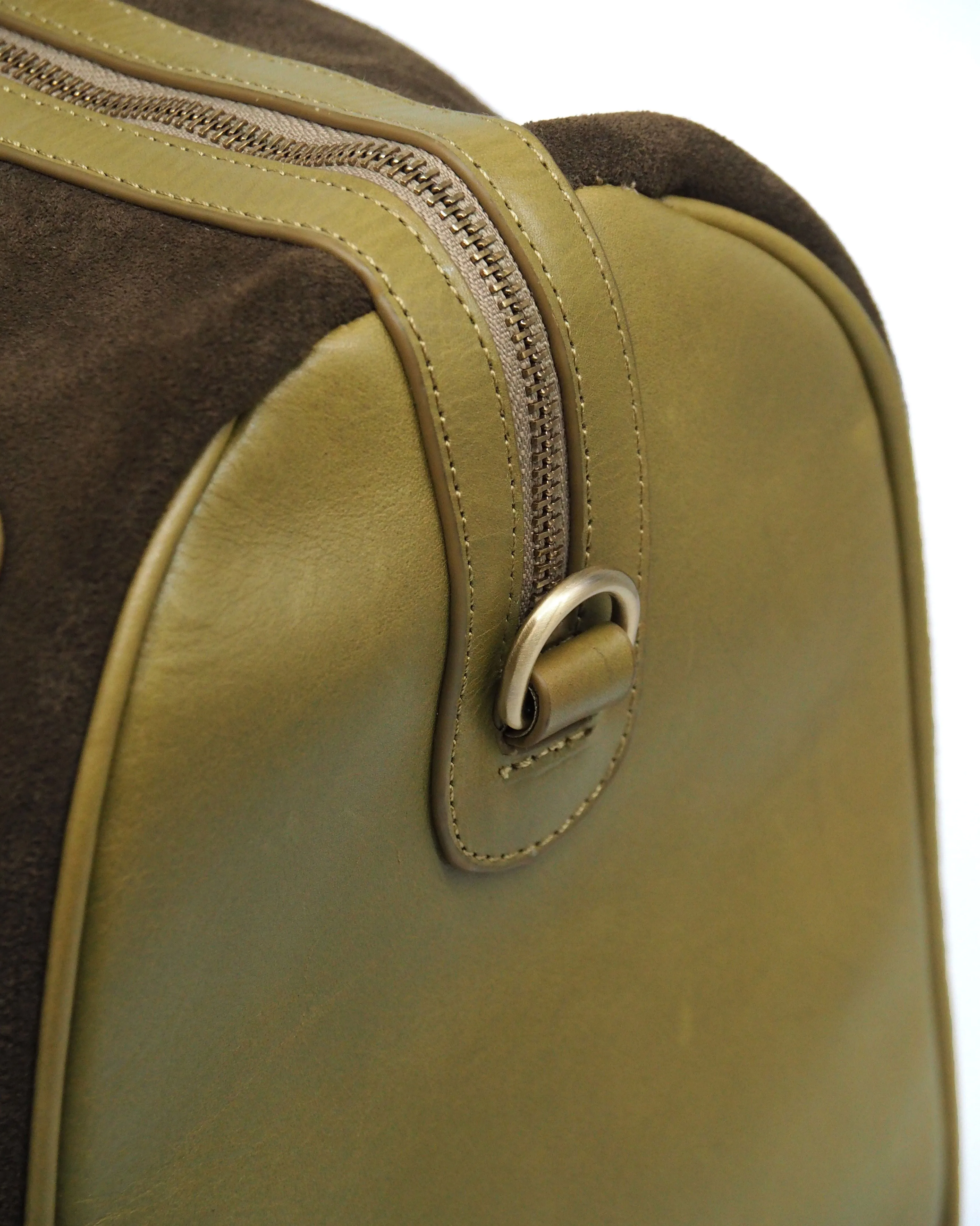 Suede Double-Zip Duffel (Moss Green)