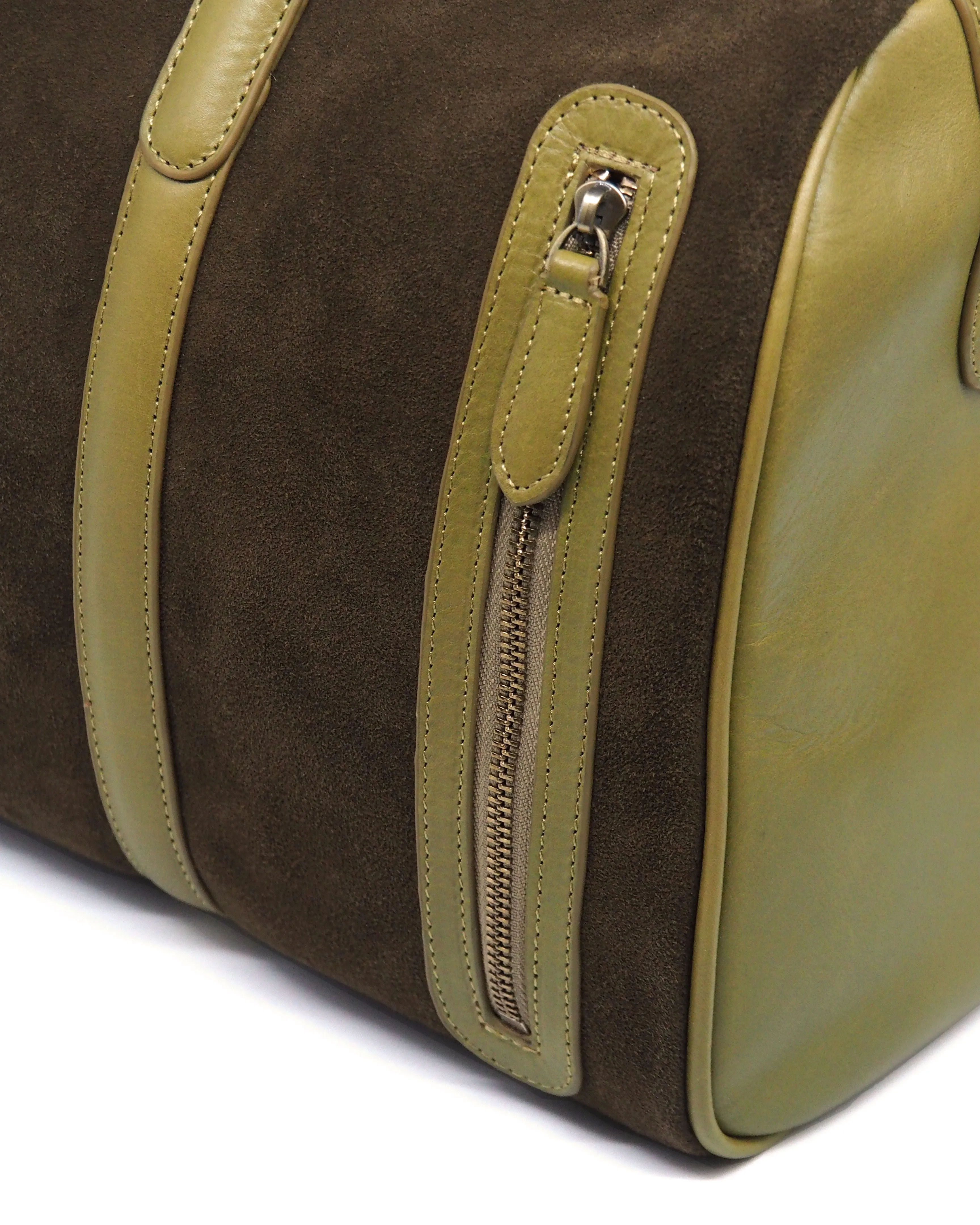 Suede Double-Zip Duffel (Moss Green)