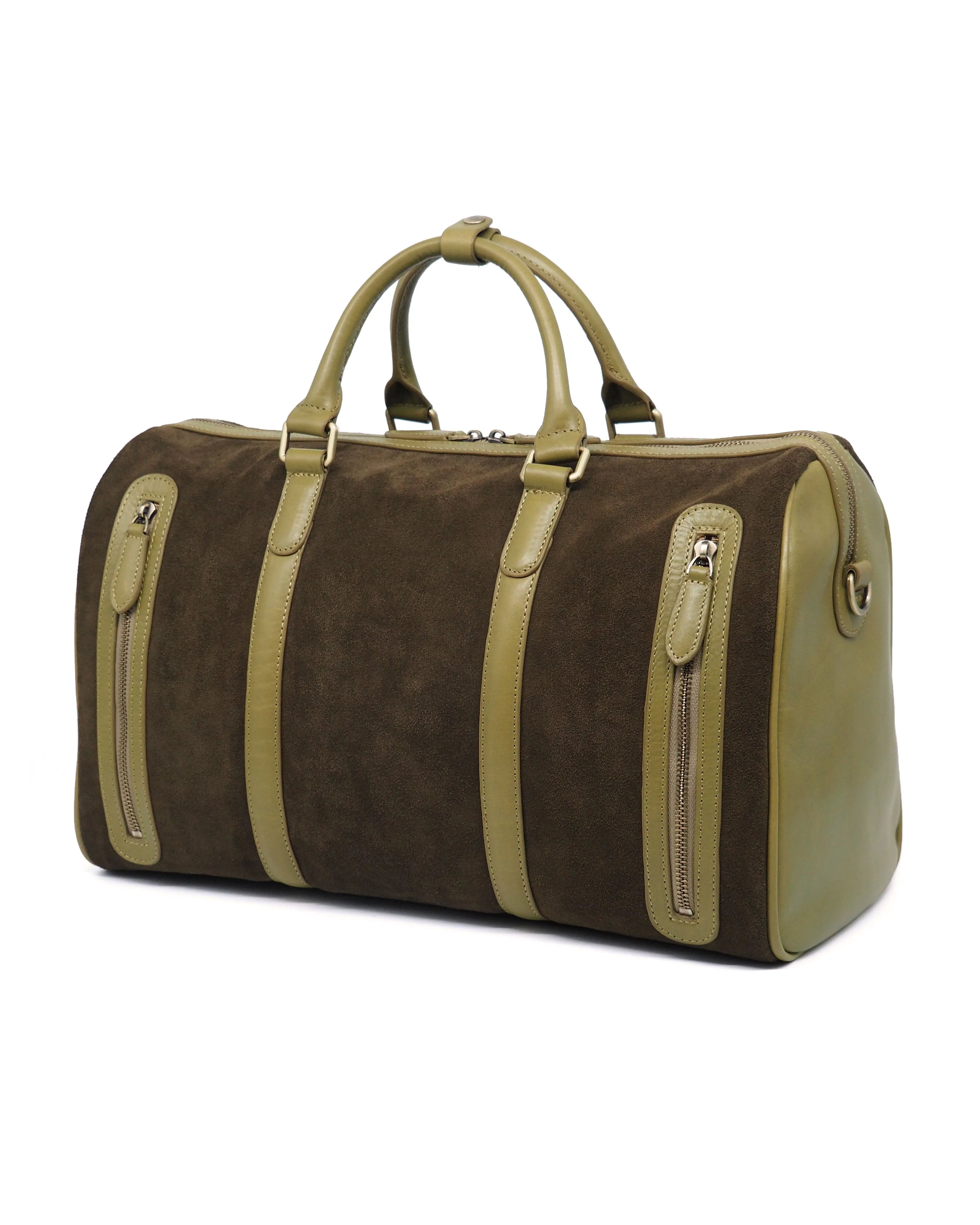 Suede Double-Zip Duffel (Moss Green)