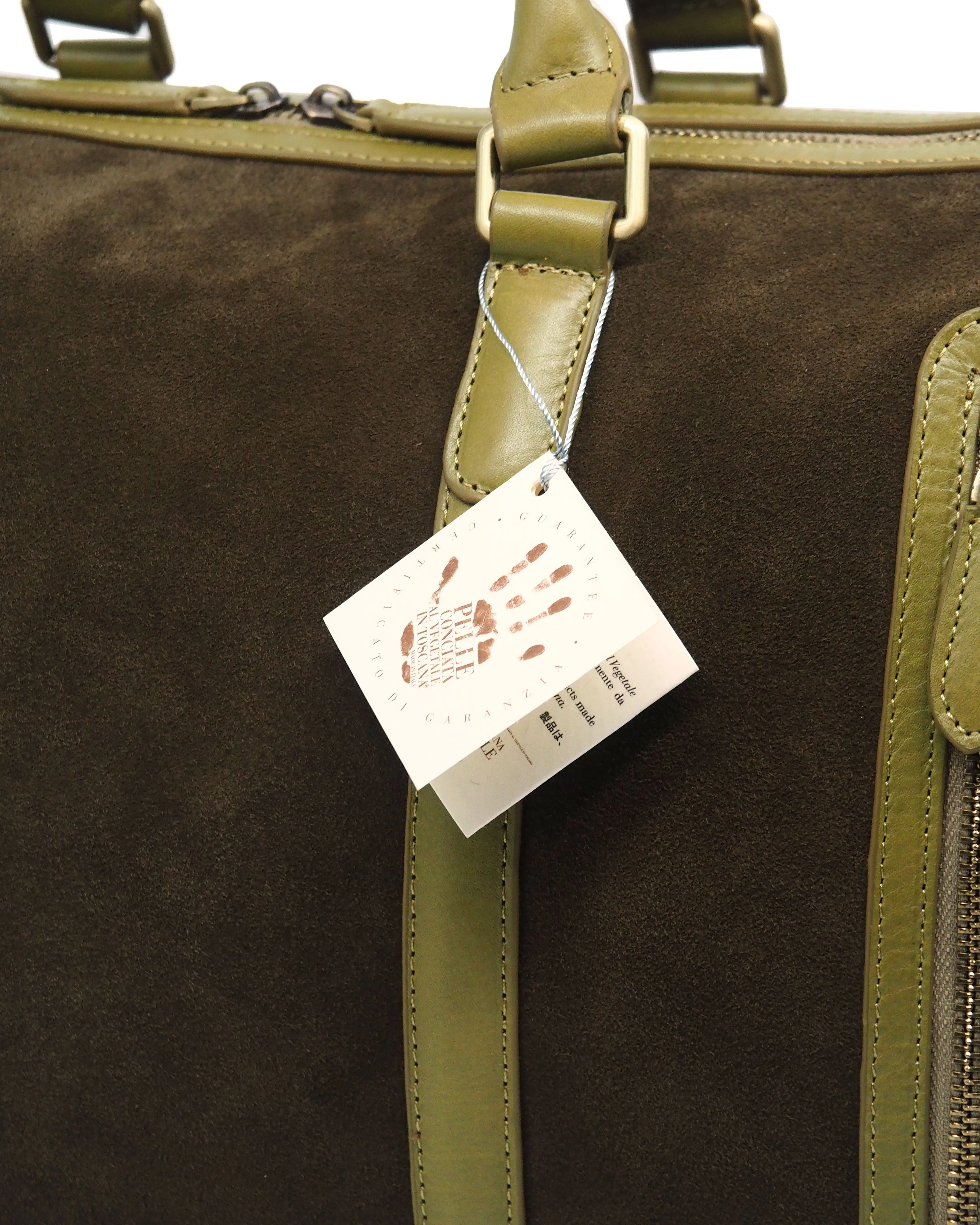 Suede Double-Zip Duffel (Moss Green)