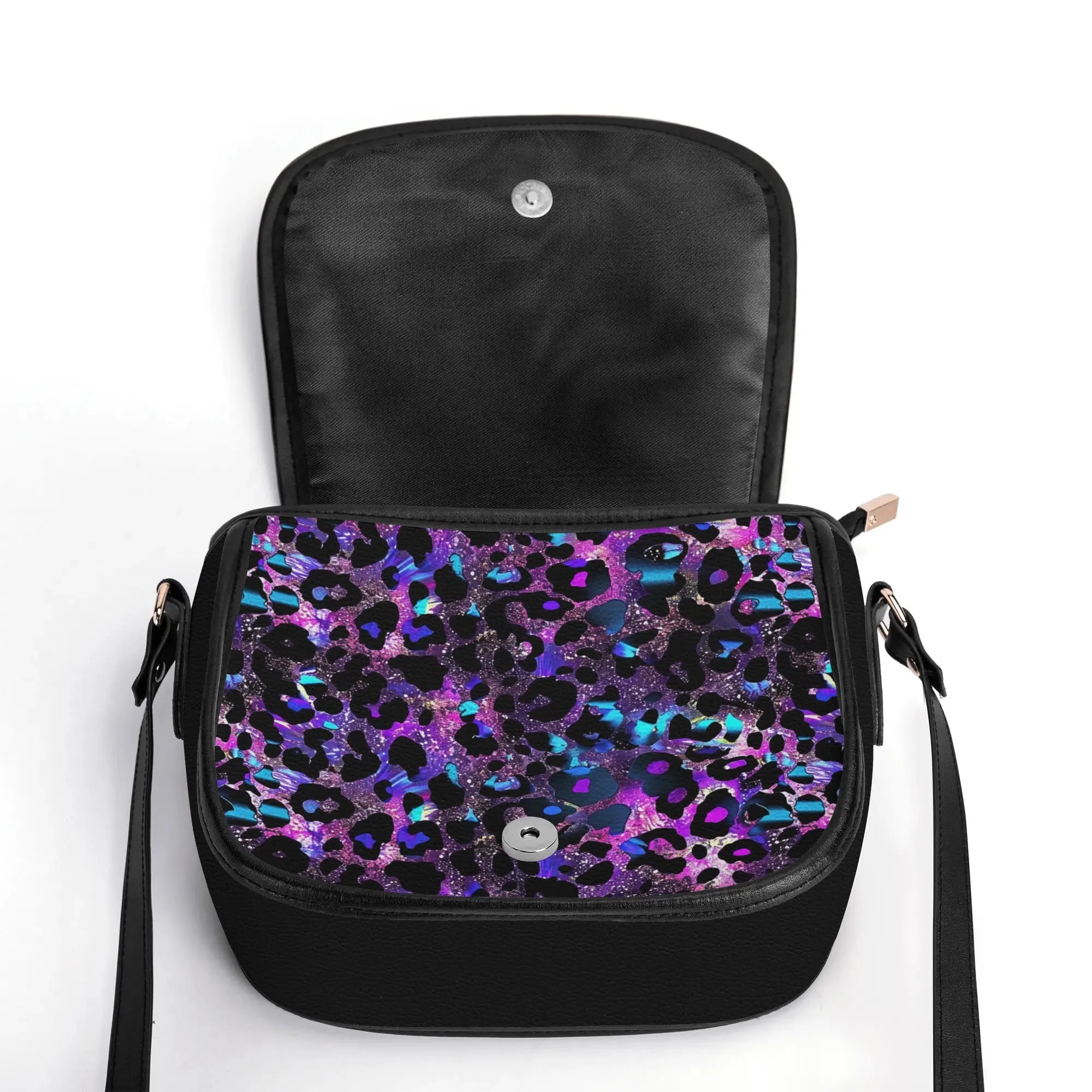 The Pock-It Saddle Handbag - Futuristic Leopard