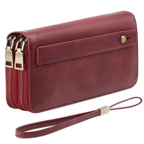 Wallet for Women Vacatime RFID Blocking Leather Wristlet Purse Large Capacity