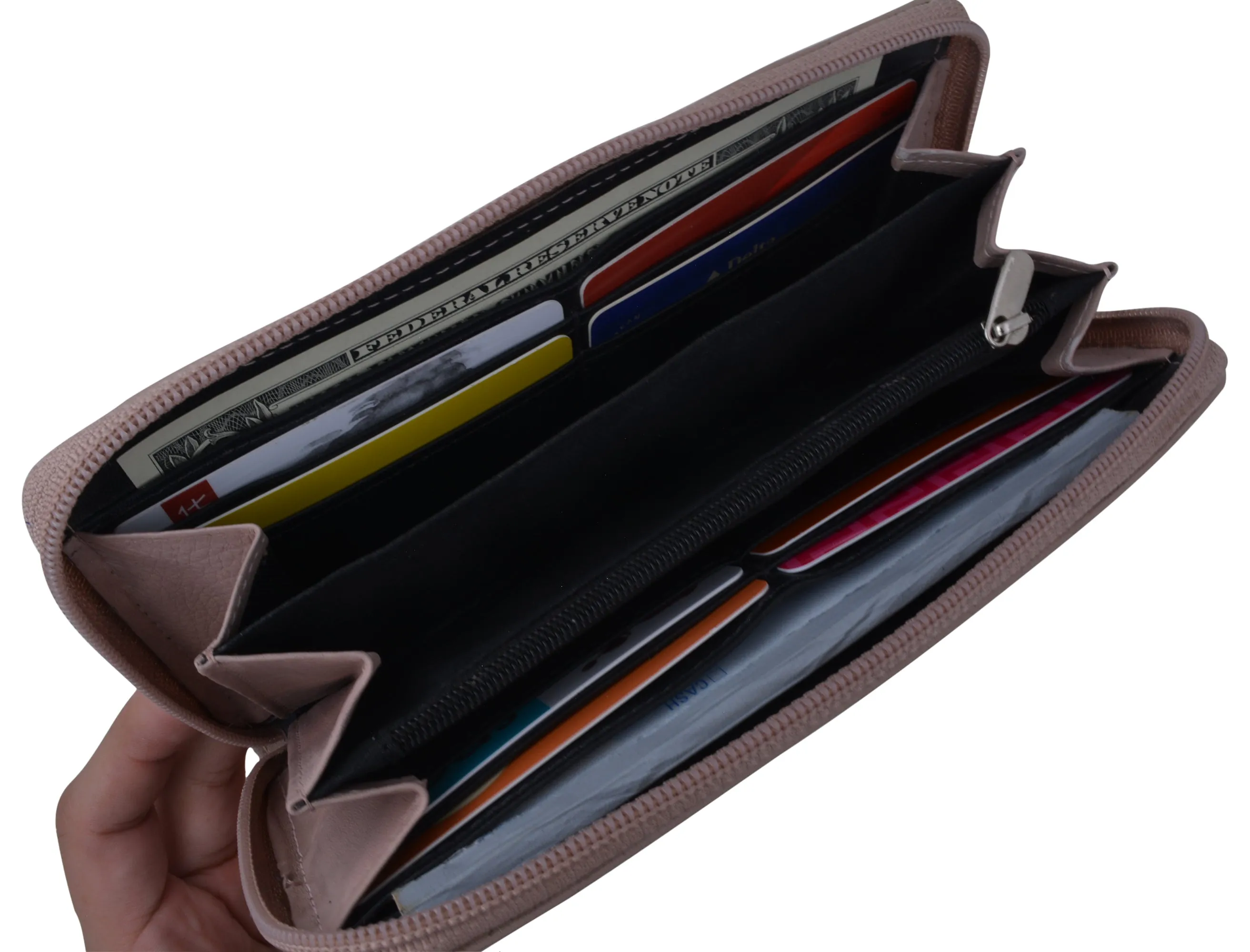 Women's Zip Around Wallet and Phone Clutch - Leather RFID Blocking with Card Holder Organizer