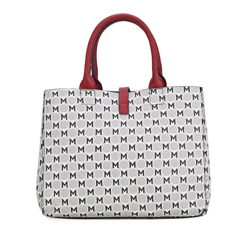 Yuliana Circular M emblem Print Satchel Bag