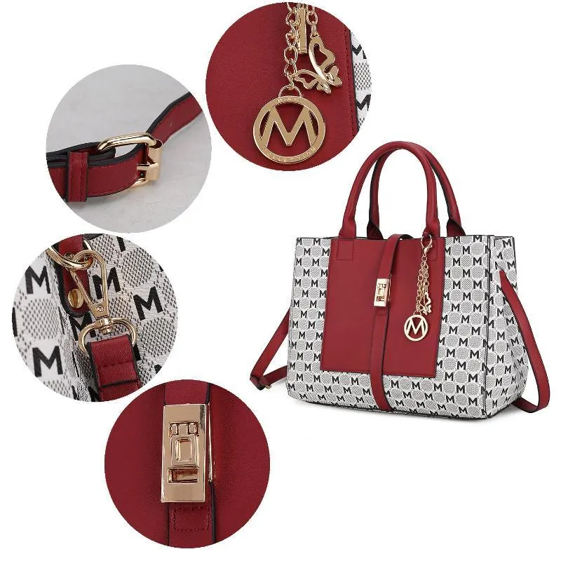 Yuliana Circular M emblem Print Satchel Bag