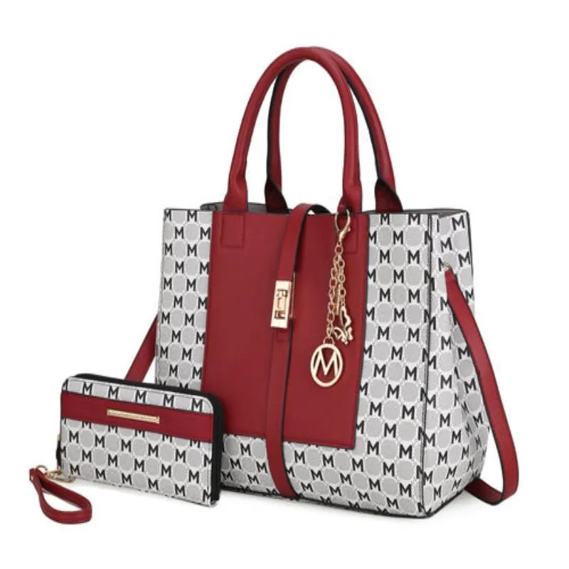 Yuliana Circular M emblem Print Satchel Bag