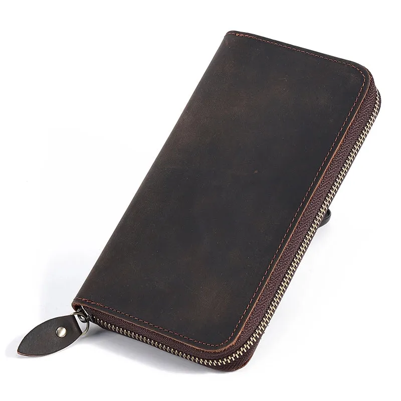 Zip Around Long Leather RFID Wallet