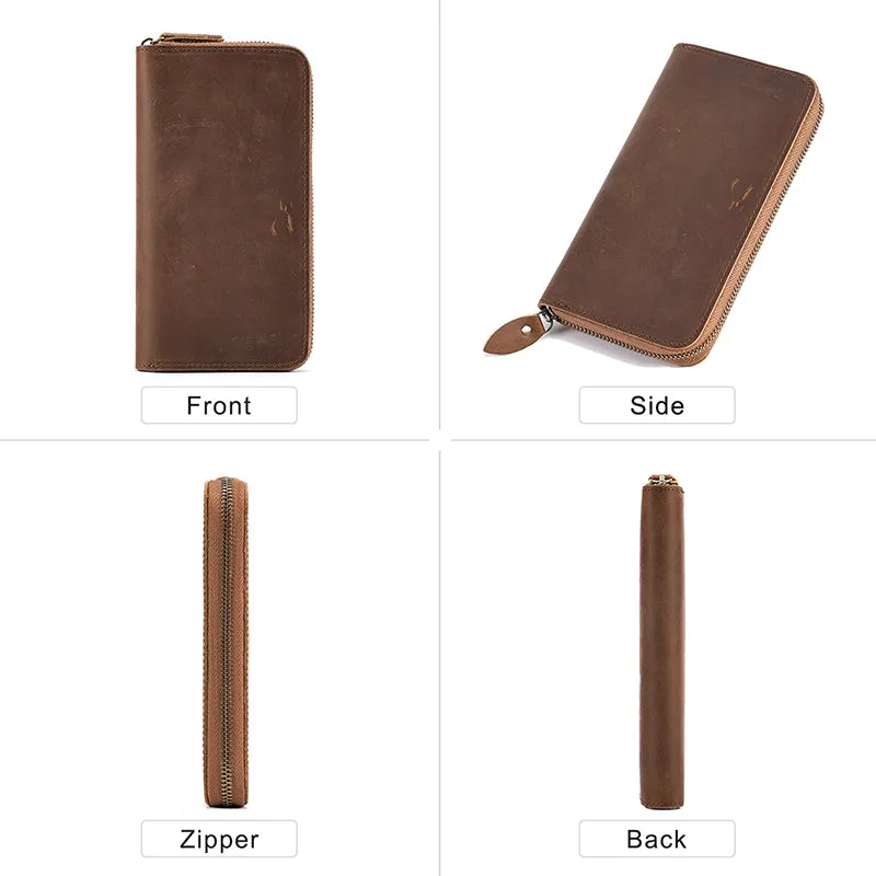 Zip Around Long Leather RFID Wallet