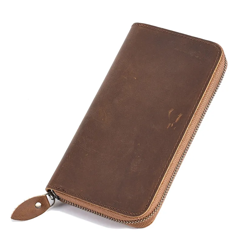 Zip Around Long Leather RFID Wallet